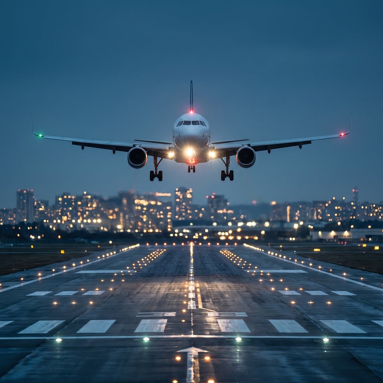 Avión en pista con ambiente de operación alterada en un aeropuerto
